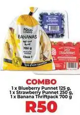 Food Lover's Market Blueberry punnet, strawberry punnet, banana thriftpack offer