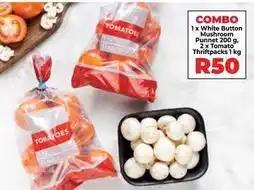 Food Lover's Market White button mushroom punnet and tomato thriftpacks offer