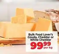 Food Lover's Market Gouda, cheddar or white cheddar offer