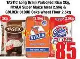 Boxer Tastic - long grain parboiled rice 2kg, super maize meal 2.5kg & cake wheat flour 2.5kg offer