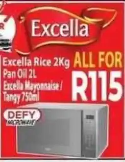 Supa Store Excella Rice 2Kg Pan Oil 2L Excella Mayonnaise / Tangy 750ml offer