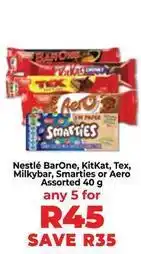 Food Lover's Market Nestlé - barone, kitkat, tex, milkybar, smarties or aero offer