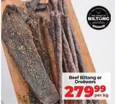 Food Lover's Market Beef biltong or droëwors offer