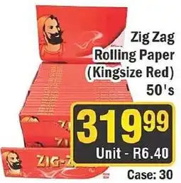 J&E Cash and Carry Zig Zag Rolling Paper (Kingsize Red) offer