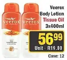 J&E Cash and Carry Veerox Body Lotion Tissue Oil offer