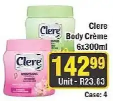 J&E Cash and Carry Clere Body Crème offer
