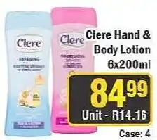 J&E Cash and Carry Clere Hand & Body Lotion offer