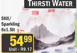 J&E Cash and Carry Thirsti Water offer