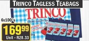 J&E Cash and Carry Trinco Tagless Teabags offer