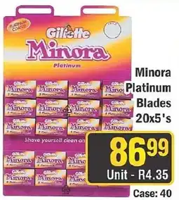 J&E Cash and Carry Gillette Minora Platinum Blades offer