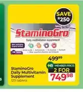 Dis-Chem StaminoGro Daily Multivitamin Supplement 120 tablets - 2 for offer