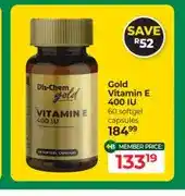 Dis-Chem Gold Vitamin E 400 IU 60 softgel capsules offer