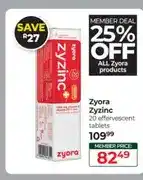 Dis-Chem Zyora Zyzinc 20 effervescent tablets offer