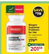 Dis-Chem Biogen Supreme Probiotic for Her 30 vegetarian capsules offer