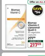 Dis-Chem Biomax Vitamin C Liposomal Quali-C 30 vegetable capsules offer