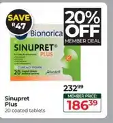 Dis-Chem Sinupret Plus 20 coated tablets offer