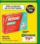 Dis-Chem Rennie Antacid 48 chewable tablets offer