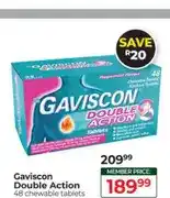 Dis-Chem Gaviscon Double Action 48 chewable tablets offer