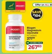 Dis-Chem Biogen Magnesium Glycinate 60 tablets offer