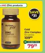 Dis-Chem Gold Zinc Complex 60 tablets offer