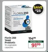 Dis-Chem Florin 250 Yeast Probiotic 10 vegetable capsules offer
