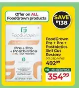 Dis-Chem FoodGrown Pre + Pro + Postbiotics 3in1 Gut Restore 60 capsules offer