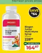 Dis-Chem Biogen Junior Multi Mune Syrup 200ml offer