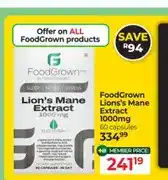 Dis-Chem FoodGrown Lions's Mane Extract 1000mg 60 capsules offer
