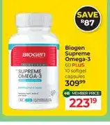 Dis-Chem Biogen Supreme Omega-3 60 PLUS 10 softgel capsules offer