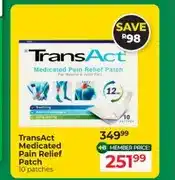 Dis-Chem TransAct Medicated Pain Relief Patch 10 patches offer