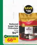 Dis-Chem Lifestyle Food Reduced Sugar Hot Chocolate 320g offer