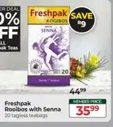 Dis-Chem Freshpak Rooibos with Senna 20 tagless teabags offer