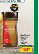 Dis-Chem Lifestyle Food Gold Roast Espresso Coffee 200g offer