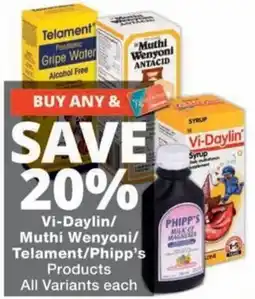 MediRite Vi-Daylin/Muthi Wenyoni/Telament/Phipp's Products offer