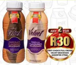 Take 'n Pay First Choice Full Cream Velvet Milkshake Assorted offer