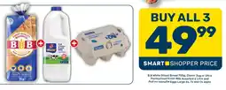 Pick n Pay Liquor B.B White Sliced Bread, Clover Jug or Ultra Pasteurised Fresh Milk Assorted and PnP no nameTM Eggs Large offer