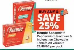 MediRite Rennie Spearmint/Peppermint Heartburn & Indigestion Chewable Tablets offer