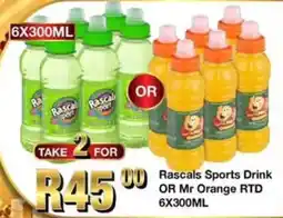 Take 'n Pay Rascals Sports Drink OR Mr Orange RTD offer