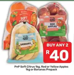 Pick n Pay PnP Soft Citrus 1kg, Red or Yellow Apples 1kg or Bananas Prepack offer