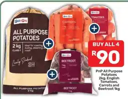 Pick n Pay PnP All Purpose Potatoes 2kg, English Tomatoes, Carrots and Beetroot 1kg offer