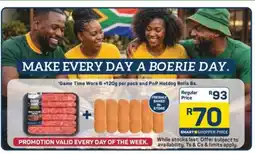 Pick n Pay Game Time Wors & PnP Hotdog Rolls 6s offer