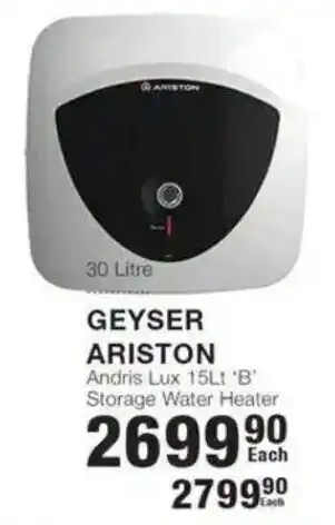 GEYSER ARISTON Andris Lux 15Lt 'B' Storage Water Heater