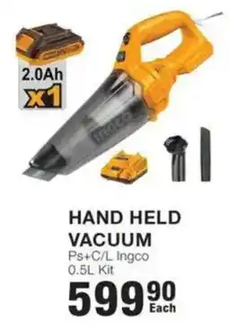 Build It HAND HELD VACUUM Ps+C/L Ingco offer