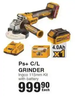 Build It Ps+ C/L GRINDER Ingco 115mm Kit offer