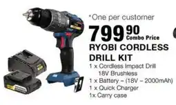 Build It RYOBI CORDLESS DRILL KIT offer