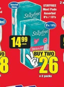 Boxer Stayfree sanitary pads 2 offer
