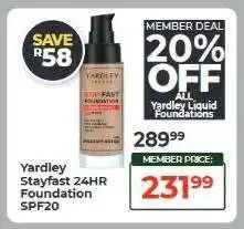 Dis-Chem Yardley Stayfast 24HR Foundation SPF20 offer