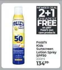 Dis-Chem Fozzi's Kids Sunscreen Lotion Spray SPF50 offer