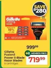 Dis-Chem Gillette Fusion5 Power 5-Blade Razor Blades offer
