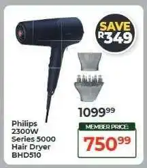 Dis-Chem Philips 2300W Series 5000 Hair Dryer BHD510 offer